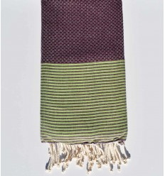Fouta en nid d'abeille avec rayures vert tilleul