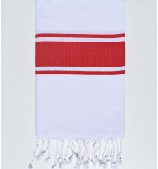 Fouta plate blanche bandes...