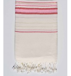 Jeté blanc cassé rose et rose clair avec lurex