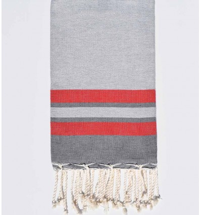 Fouta – 3 Colores Gris claro, Rojo y Gris