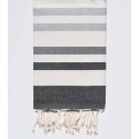 Fouta 4 couleurs anthracite, blanc crème, gris et gris clair