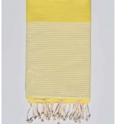 Fouta nid d'abeille jaune...