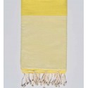 Fouta nid d'abeille jaune fluo avec rayures
