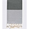 Fouta nid d'abeille vert militaire avec rayures - FOUTA TUNISIA