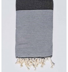 Grande fouta nid d'abeille gris noir