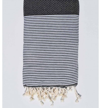 Grande fouta nid d'abeille gris noir