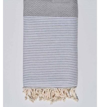 Grande fouta nid d'abeille grise