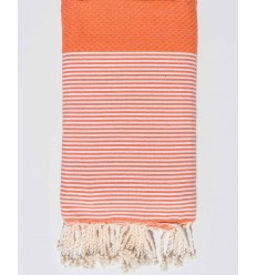 Grande fouta nid d'abeille orange