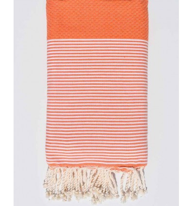 Grande fouta nid d'abeille orange