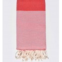 Jeté 1.90m*2m en nid d'abeille rouge avec rayures