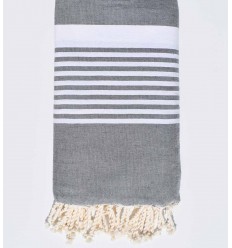 JETé Gris perle rayée gris anthracite - FOUTA TUNISIA