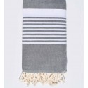 JETé Gris perle rayée gris anthracite - FOUTA TUNISIA