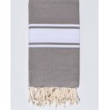Jeté couple 1.90m*2m taupe avec bandes blanche