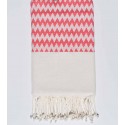 Fouta zigzag blanc crème et incarnat