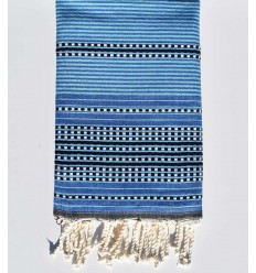 Fouta arabesque bleu rayée...