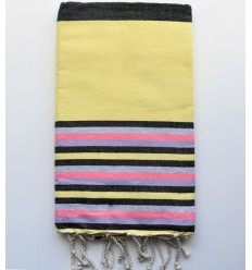 Fouta 5 couleurs jaune avec rayures