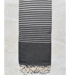Jeté 1.90*2m gris noir avec rayures