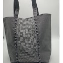 Sac Saint Tropez gris avec motifs en chevron et pompons
