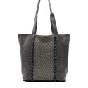 Sac Saint Tropez gris avec motifs en chevron et pompons