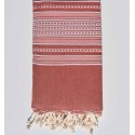 Jeté couple couleur brique avec rayures rose pâle