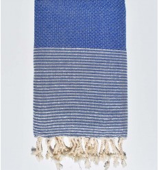 Fouta Lurex nid d'abeille bleu