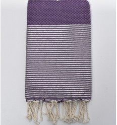 Fouta nid d'abeille mauve avec lurex argent