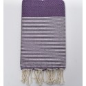 Fouta nid d'abeille mauve avec lurex argent