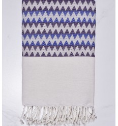 Fouta zigzag blanc crème,...