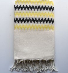 Fouta zigzag blanc crème,...