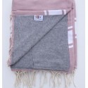 Fouta vieux rose doublée éponge gris