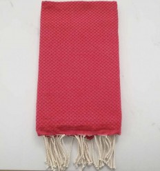 Fouta nid d'abeille unie rouge