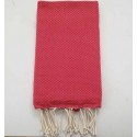Fouta nid d'abeille unie rouge
