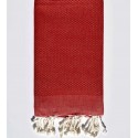 Fouta nid d'abeille uni rouge