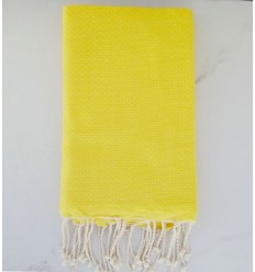Fouta nid d'abeille unie jaune citron