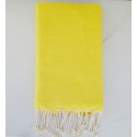 Fouta nid d'abeille unie jaune citron