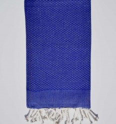 Fouta nid d'abeille unie bleu roi