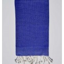 Fouta nid d'abeille unie bleu roi