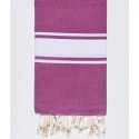 strandhandduk platt lila, vita band