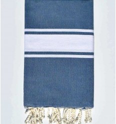 Fouta plate couleur bleu minérale