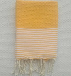 Lot de 10 serviettes de table jaune ambre avec rayures - FOUTA TUNISIA