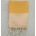 Lot de 10 serviettes de table jaune ambre avec rayures - FOUTA TUNISIA