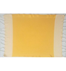 Lot de 10 serviettes de table jaune ambre avec rayures - FOUTA TUNISIA 2