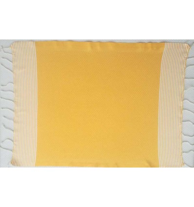 Lot de 10 serviettes de table jaune ambre avec rayures - FOUTA TUNISIA
