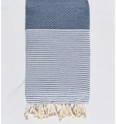 Fouta nid d'abeille bleu...