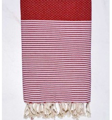 Fouta nid d'abeille rouge...