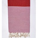 Fouta nid d'abeille rouge coquelicot - FOUTA TUNISIA