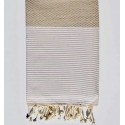 Fouta nid d'abeille beige sable avec rayures