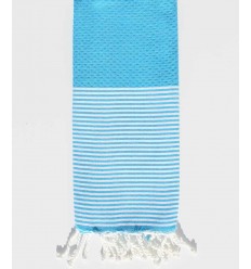 Fouta enfant nid d'abeille bleu azur