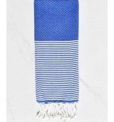 Fouta enfant nid d'abeille bleu électrique