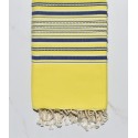 Fouta arabesque jaune fluo et bleu